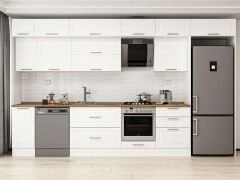 Alvinka 390X240 Cm Klasik Mebran Mutfak Dolabı Beyaz Beyaz Mb-E90S40S60-2 Mebran | Beyaz - Mdf