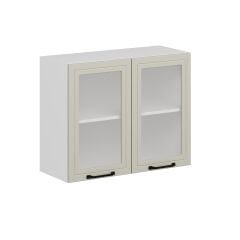 Alvinka Mutfak Modül Mbr_A Üst 2Dk1R 90-H72Cm Dolap Cam Beyaz Kumtaşı Mdf