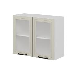 Alvinka Mutfak Modül Mbr_A Üst 2Dk1R 90-H72Cm Dolap Cam Beyaz Kumtaşı Mdf