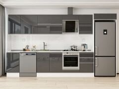 Alvinka 375X222 Cm High Gloss Mutfak Dolabı Mb-E80S45S50-2 High Gloss | Antrasit - Mdf