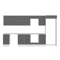 Alvinka 375X222 Cm High Gloss Mutfak Dolabı Mb-E80S45S50-2 High Gloss | Antrasit - Mdf