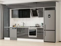 Alvinka 375X240 Cm High Gloss Mutfak Dolabı Mbb-E80B50S45-3 High Gloss | Antrasit - Mdf