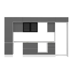 Alvinka 375X240 Cm High Gloss Mutfak Dolabı Mbb-E80B50S45-3 High Gloss | Antrasit - Mdf