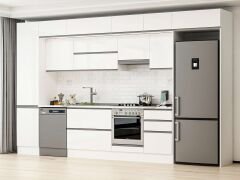 Alvinka 380X240 Cm High Gloss Mutfak Dolabı Mbb-E80B50S50-1 High Gloss | Beyaz - Suntalam