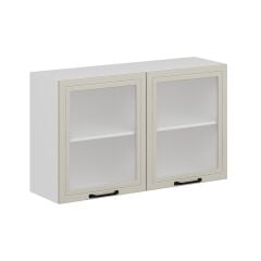 Alvinka Mutfak Modül Mbr_A Üst 2Dk1R 120-H72Cm Dolap Cam Beyaz Kumtaşı Mdf