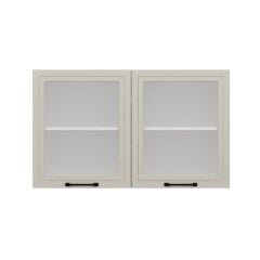 Alvinka Mutfak Modül Mbr_A Üst 2Dk1R 120-H72Cm Dolap Cam Beyaz Kumtaşı Mdf