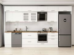 Alvinka 390X240 Cm Klasik Mebran Mutfak Dolabı Beyaz Beyaz Mb-E90S40S60-3 Mebran | Beyaz - Suntalam