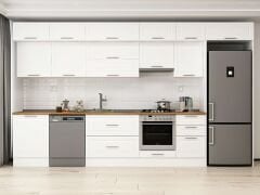 Alvinka 400X240 Cm Klasik Mebran Mutfak Dolabı Beyaz Beyaz Mb-E90S60S50-1