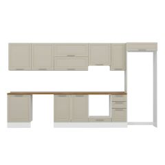 Alvinka 390X222 Cm Klasik Mebran Mutfak Dolabı Mb-E90S60S40-1 Mebran | Kumtaşı - Suntalam