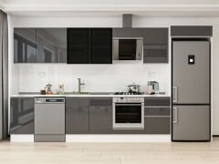 Alvinka 375X222 Cm High Gloss Mutfak Dolabı Mb-E80S45S50-3 High Gloss | Antrasit - Suntalam