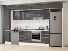 Alvinka 380X240 Cm High Gloss Mutfak Dolabı Mbb-E80B50S50-1 High Gloss | Antrasit - Suntalam