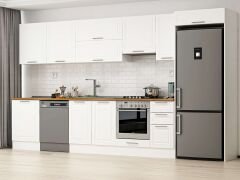 Alvinka 390X222 Cm Klasik Mebran Mutfak Dolabı Mb-E90S60S40-1 Mebran | Beyaz - Mdf