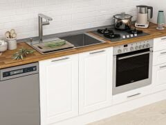 Alvinka 390X222 Cm Klasik Mebran Mutfak Dolabı Mb-E90S60S40-1 Mebran | Beyaz - Mdf