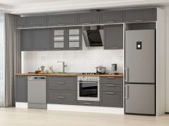 Alvinka 390X240 Cm Klasik Mebran Mutfak Dolabı Beyaz Beyaz Mb-E90S40S60-3 Mebran | Antrasit - Suntalam