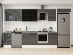 Alvinka 375X222 Cm High Gloss Mutfak Dolabı Mb-E80S45S50-3 High Gloss | Antrasit - Mdf