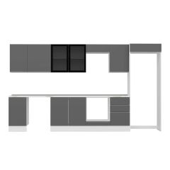 Alvinka 375X222 Cm High Gloss Mutfak Dolabı Mb-E80S45S50-3 High Gloss | Antrasit - Mdf