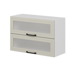 Alvinka Mutfak Modül Mbr_A Üst 2Yk1R 90-H60Cm Dolap Cam Beyaz Kumtaşı Mdf