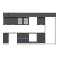 Alvinka 390X240 Cm Klasik Mebran Mutfak Dolabı Beyaz Beyaz Mb-E90S40S60-3 Mebran | Antrasit - Mdf