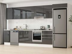 Alvinka 385X222 Cm High Gloss Mutfak Dolabı Mb-E80S45S60-1 High Gloss | Antrasit - Suntalam