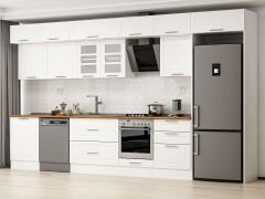 Alvinka 410X240 Cm Klasik Mebran Mutfak Dolabı Beyaz Beyaz Mb-E90S60S60-3