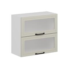 Alvinka Mutfak Modül Mbr_A Üst 2Yk1R 80-H72Cm Dolap Cam Beyaz Kumtaşı Mdf