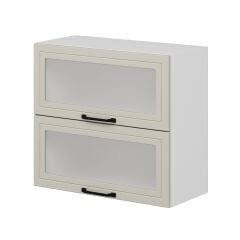 Alvinka Mutfak Modül Mbr_A Üst 2Yk1R 80-H72Cm Dolap Cam Beyaz Kumtaşı Mdf