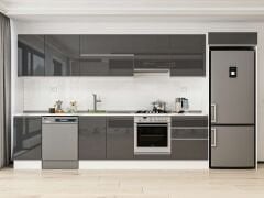 Alvinka 385X222 Cm High Gloss Mutfak Dolabı Mb-E80S45S60-1 High Gloss | Antrasit - Mdf