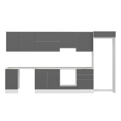 Alvinka 385X222 Cm High Gloss Mutfak Dolabı Mb-E80S45S60-1 High Gloss | Antrasit - Mdf