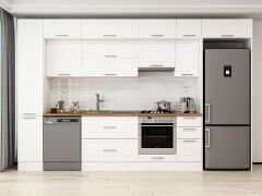 Alvinka 370X240 Cm Klasik Mebran Mutfak Dolabı Beyaz Beyaz Mbb-E90B40S40-1