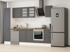 Alvinka 295X210 Cm Klasik Mebran Mutfak Dolabı Mb-E90B45S40-3 Mebran | Antrasit - Mdf