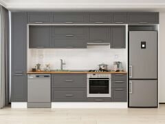 Alvinka 370X240 Cm Klasik Mebran Mutfak Dolabı Beyaz Beyaz Mbb-E90B40S40-1