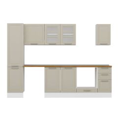 Alvinka 295X210 Cm Klasik Mebran Mutfak Dolabı Mb-E90B45S40-3 Mebran | Kumtaşı - Mdf