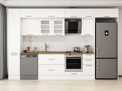Alvinka 370X240 Cm Klasik Mebran Mutfak Dolabı Beyaz Beyaz Mbb-E90B40S40-3