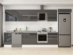 Alvinka 385X222 Cm High Gloss Mutfak Dolabı Mb-E80S45S60-2 High Gloss | Antrasit - Suntalam