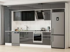 Alvinka 380X240 Cm High Gloss Mutfak Dolabı Mbb-E80B50S50-3 High Gloss | Antrasit - Suntalam