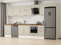 Alvinka 390X222 Cm Klasik Mebran Mutfak Dolabı Mb-E90S60S40-2 Mebran | Kumtaşı - Mdf