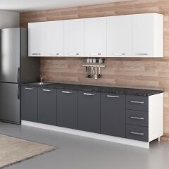 Minar 290 Cm Mutfak Dolabı Beyaz Antrasit 290-A2