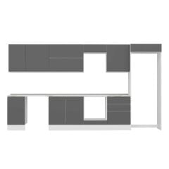 Alvinka 385X222 Cm High Gloss Mutfak Dolabı Mb-E80S45S60-2 High Gloss | Antrasit - Mdf