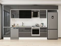 Alvinka 380X240 Cm High Gloss Mutfak Dolabı Mbb-E80B50S50-3 High Gloss | Antrasit - Mdf