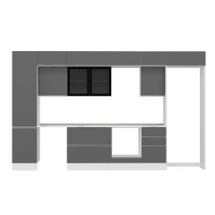 Alvinka 380X240 Cm High Gloss Mutfak Dolabı Mbb-E80B50S50-3 High Gloss | Antrasit - Mdf