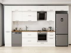 Alvinka 375X240 Cm Klasik Mebran Mutfak Dolabı Beyaz Beyaz Mbb-E90B40S45-2
