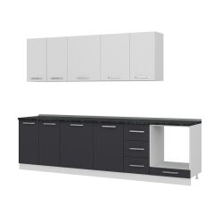 Minar 290 Cm Mutfak Dolabı Beyaz Antrasit 290-A3