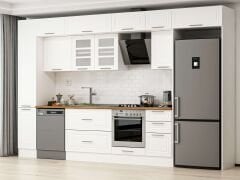 Alvinka 375X240 Cm Klasik Mebran Mutfak Dolabı Beyaz Beyaz Mbb-E90B40S45-3