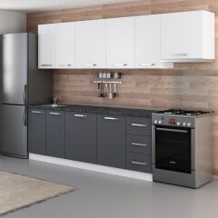 Minar 290 Cm Mutfak Dolabı Beyaz Antrasit 290-A4