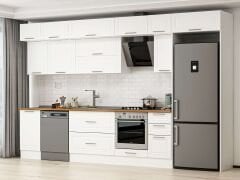 Alvinka 375X240 Cm Klasik Mebran Mutfak Dolabı Beyaz Beyaz Mb-E90S45S40-2 Mebran | Beyaz - Suntalam