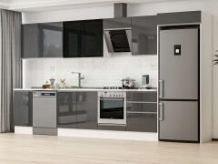 Alvinka 385X222 Cm High Gloss Mutfak Dolabı Mb-E80S45S60-3 High Gloss | Antrasit - Suntalam