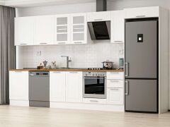 Alvinka 390X222 Cm Klasik Mebran Mutfak Dolabı Mb-E90S60S40-3 Mebran | Beyaz - Mdf