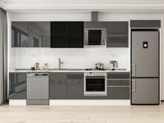 Alvinka 385X222 Cm High Gloss Mutfak Dolabı Mb-E80S45S60-3 High Gloss | Antrasit - Mdf