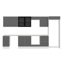 Alvinka 385X222 Cm High Gloss Mutfak Dolabı Mb-E80S45S60-3 High Gloss | Antrasit - Mdf