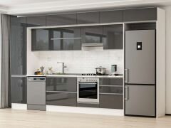 Alvinka 390X240 Cm High Gloss Mutfak Dolabı Mbb-E80B50S60-1 High Gloss | Antrasit - Mdf